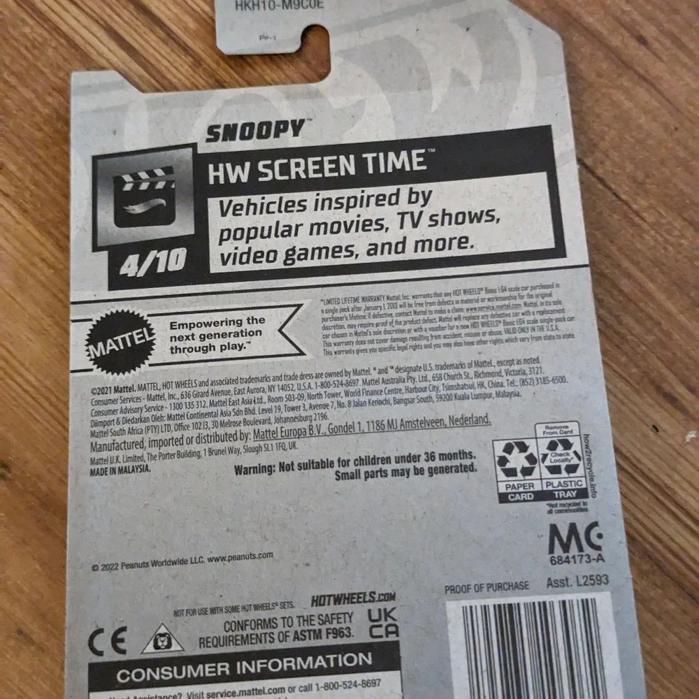 2023 HOT WHEELS 78/250 PEANUTS - SNOOPY - HW SCREEN TIME SERIES - Picture 2 of 4